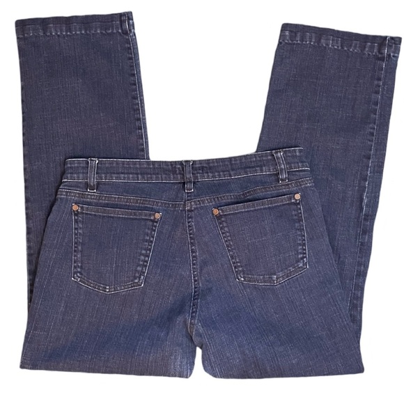Eileen Fisher System Petite Straight Leg Mid Rise Blue Denim Jeans Sz 10P-12P - Picture 4 of 9